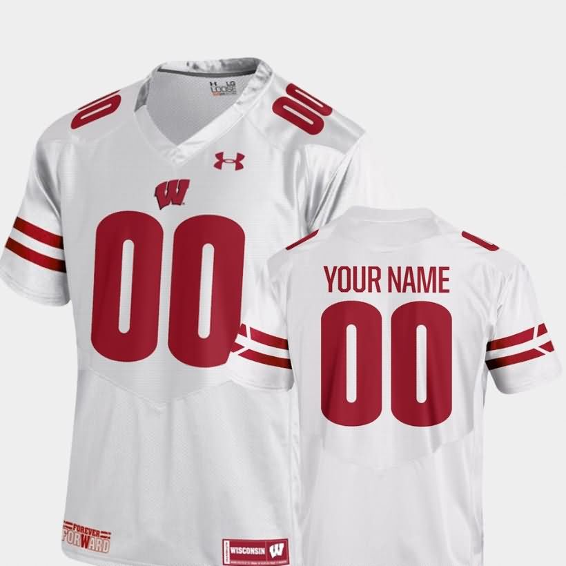Wisconsin Badgers Men's #00 Custom NCAA Under Armour Authentic White 2018 College Stitched Football Jersey NK40R88DJ